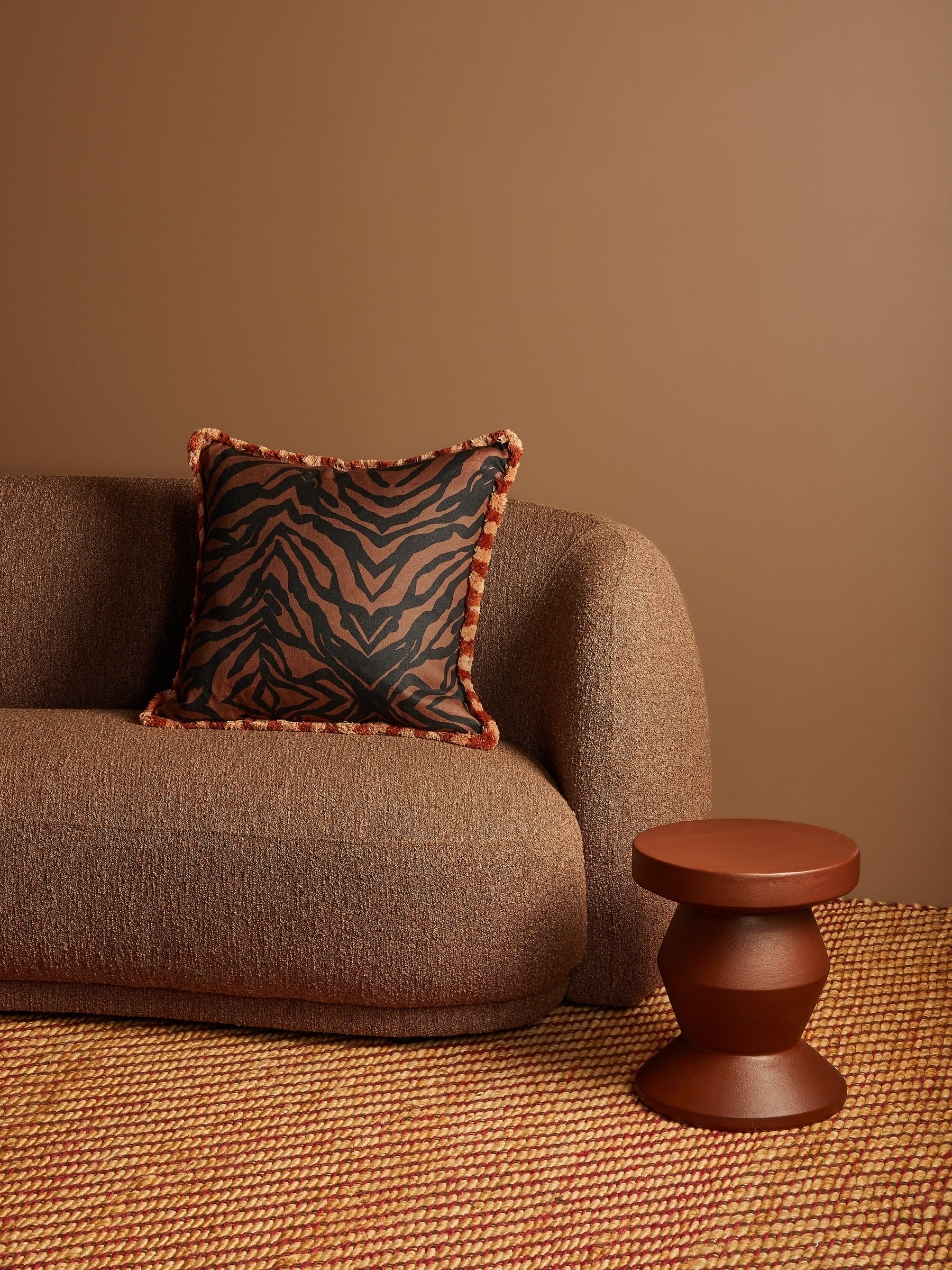 BONNIE & NEIL - ZEBRA LINEN CUSHION 60CM - CHOCOLATE