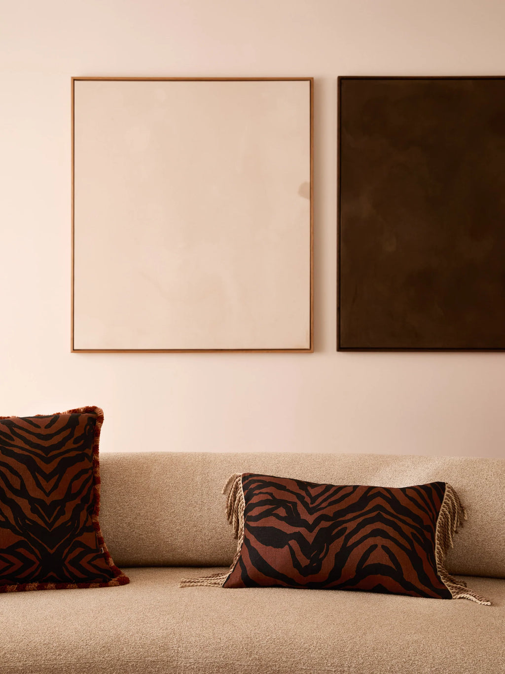 BONNIE & NEIL - ZEBRA LINEN CUSHION 60CM - CHOCOLATE