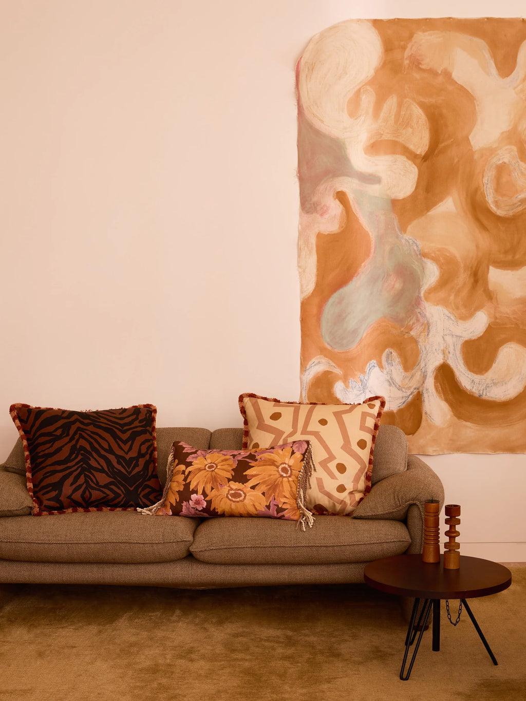 BONNIE & NEIL - ZEBRA LINEN CUSHION 60CM - CHOCOLATE