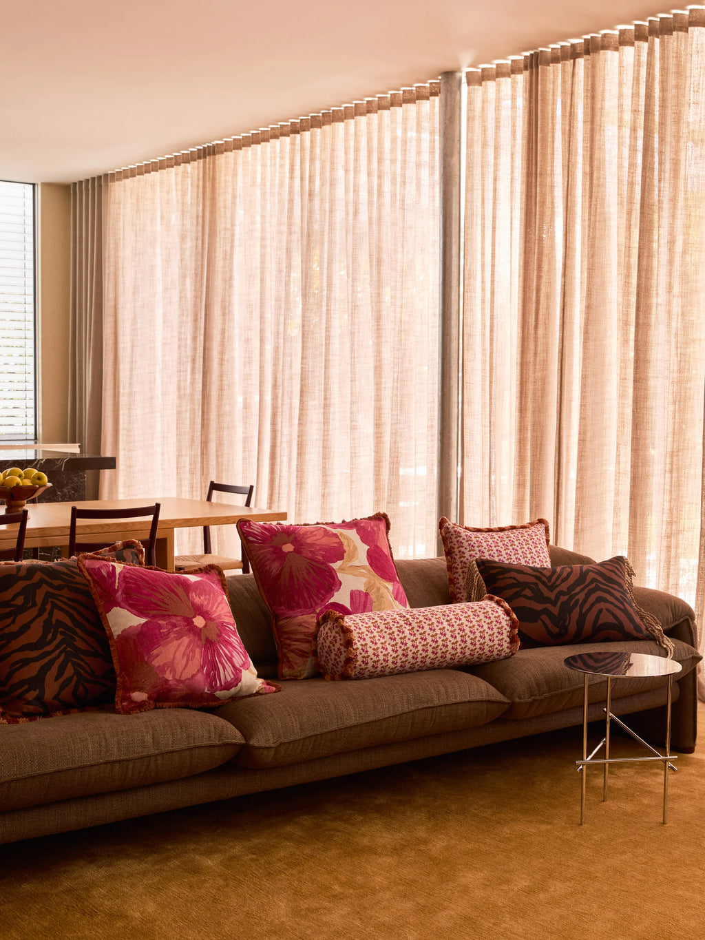 BONNIE & NEIL - ZEBRA LINEN CUSHION 60CM - CHOCOLATE