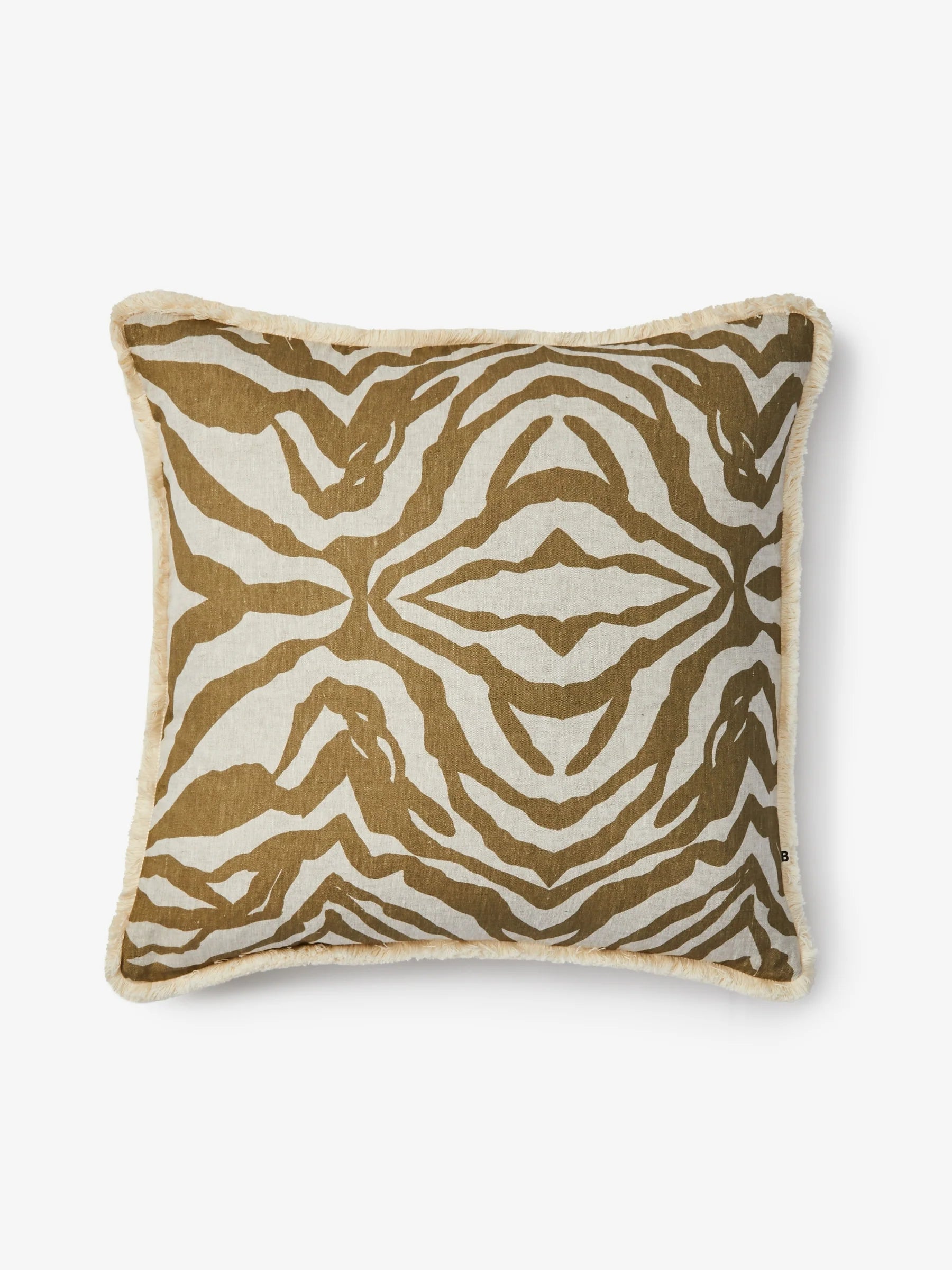 BONNIE & NEIL - ZEBRA LINEN CUSHION 60CM - OLIVE