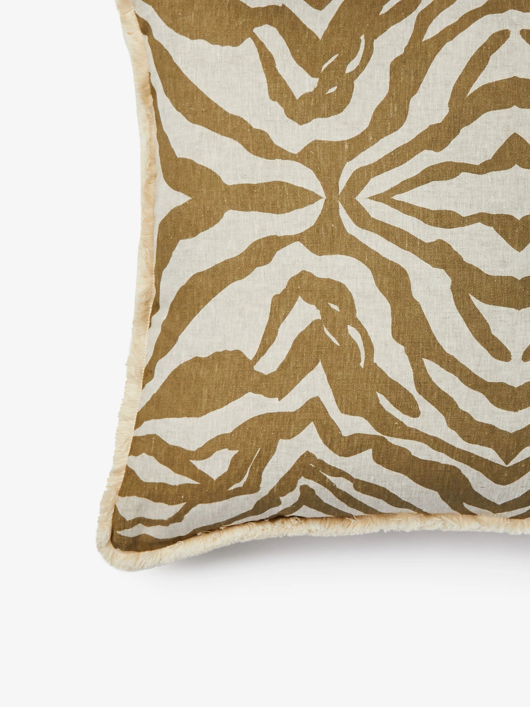 BONNIE & NEIL - ZEBRA LINEN CUSHION 60CM - OLIVE