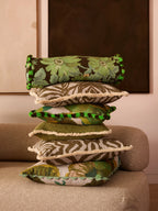 BONNIE & NEIL - ZEBRA LINEN CUSHION 60CM - OLIVE