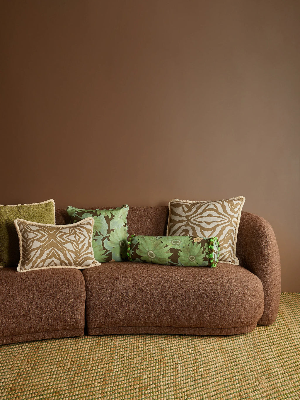 BONNIE & NEIL - ZEBRA LINEN CUSHION 60CM - OLIVE