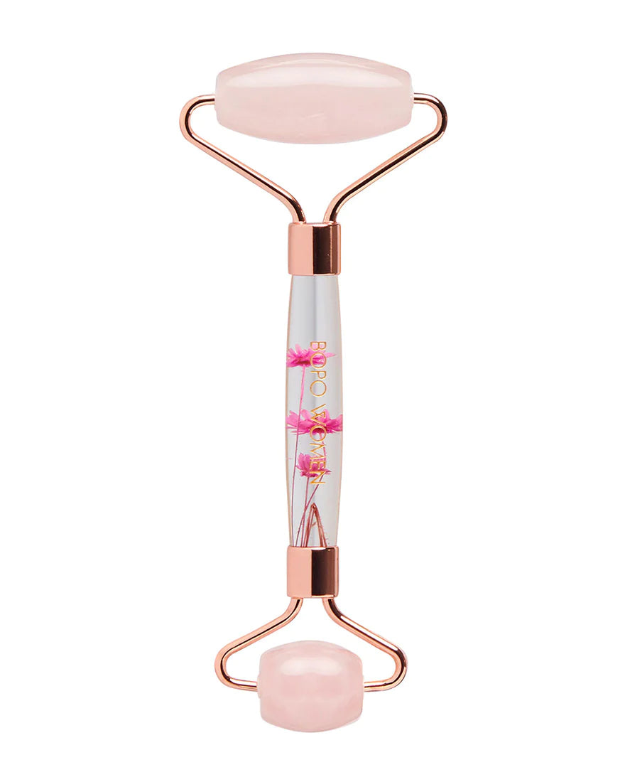 BOPO WOMEN - FACIAL ROLLER - FLORAL ROSE QUARTZ