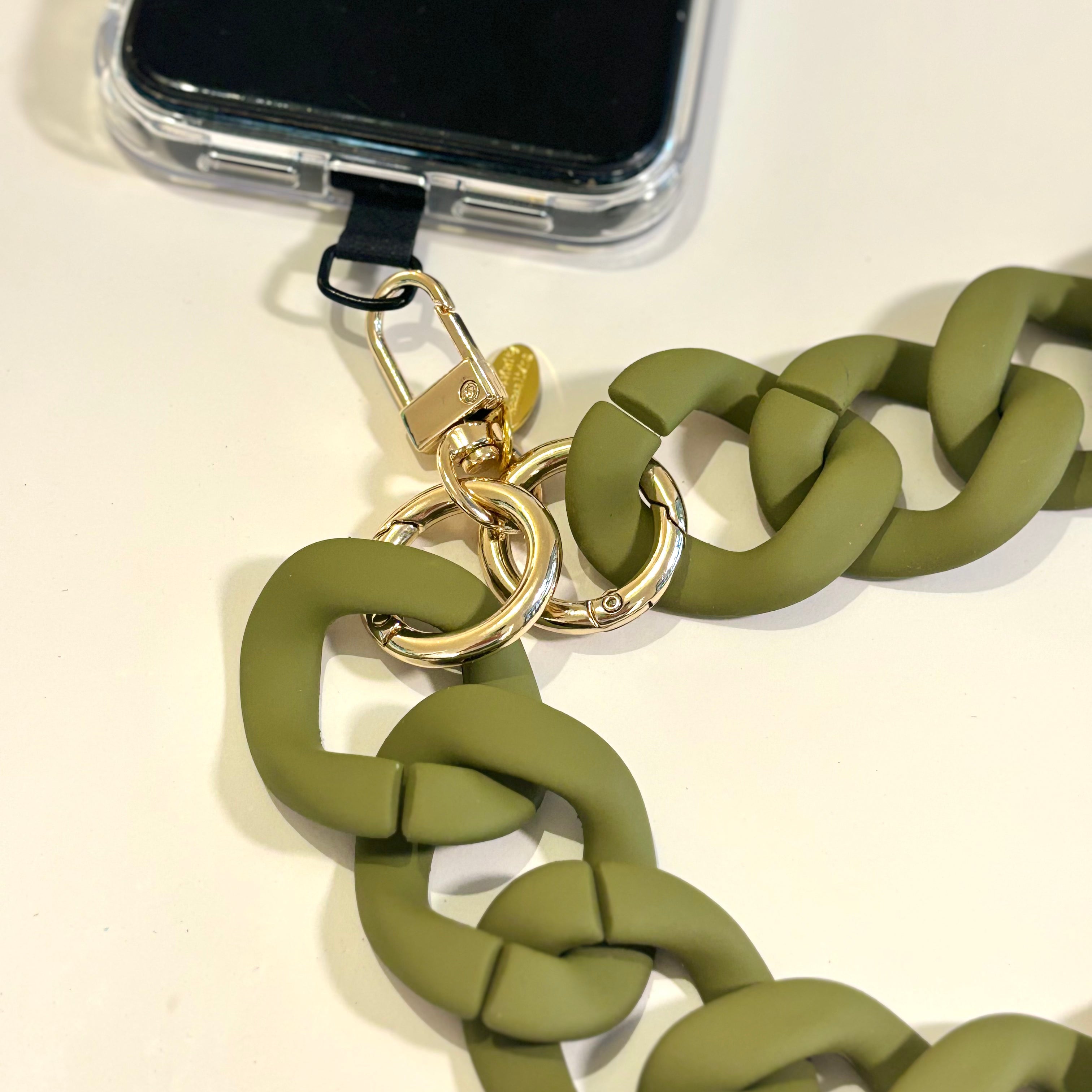 SALTY SAFARI - SANTORINI CROSS BODY PHONE STRAP - CHUNKY CHAIN OLIVE