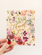 BESPOKE LETTERPRESS - 6 PACK THANK YOU GREETING CARD BOXSET - RANUNCULUS STUDY
