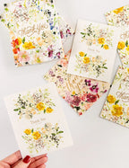 BESPOKE LETTERPRESS - 6 PACK THANK YOU GREETING CARD BOXSET - RANUNCULUS STUDY