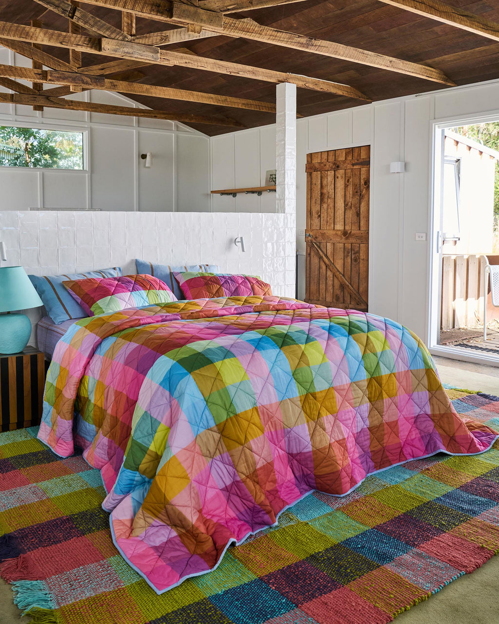 KIP & CO - ORGANIC COTTON QUILTED BEDSPREAD LARGE - PONZA TARTAN