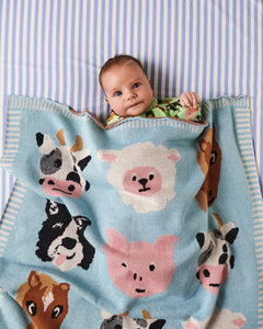 KIP & CO - COTTON KNITTED BLANKET - FARM FRIENDS