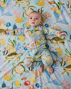 KIP & CO - ORGANIC COTTON LONG SLEEVE ZIP ROMPER - REEF LIFE