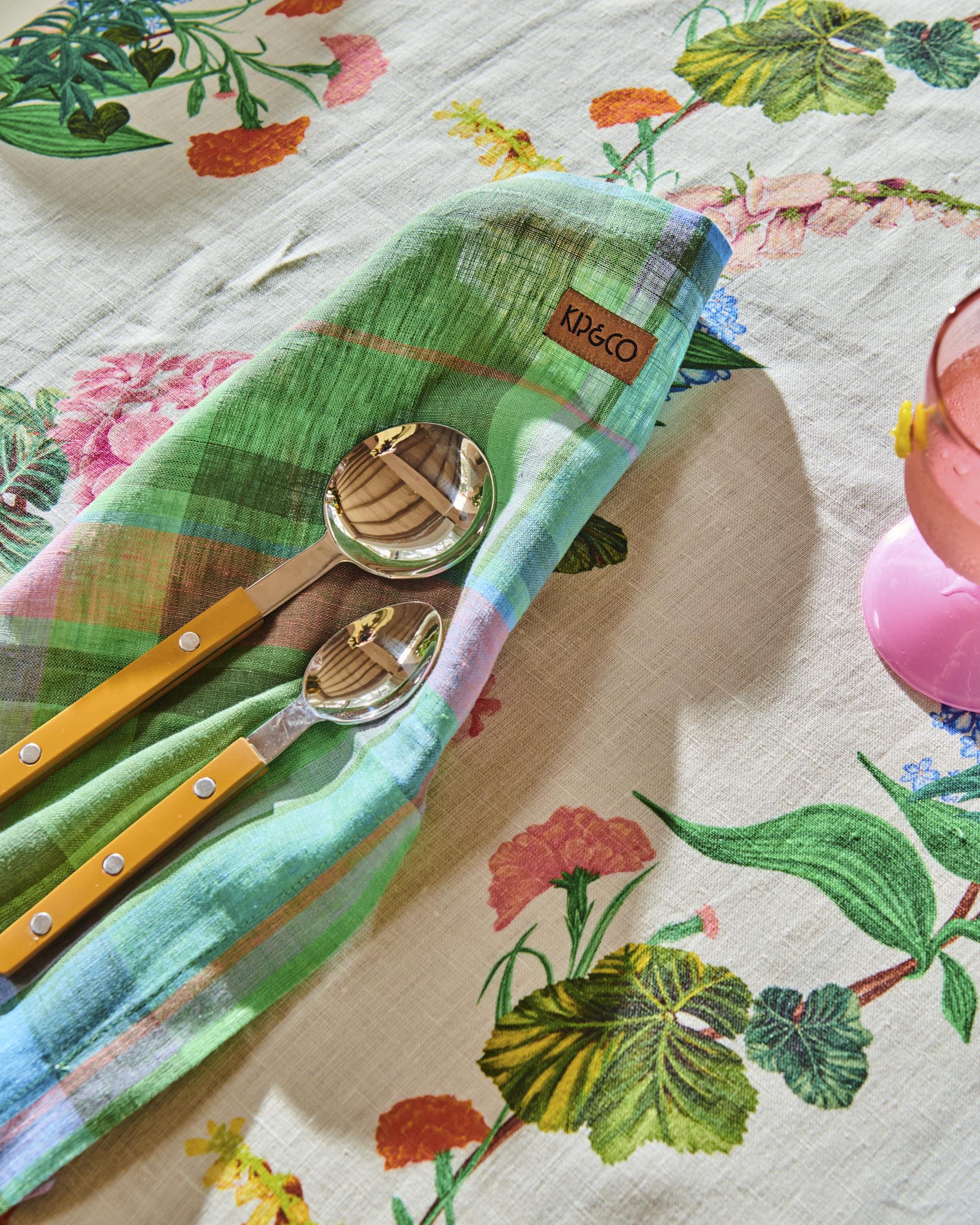 KIP & CO - ROUND LINEN TABLECLOTH -  BOUQUET BEAUTY