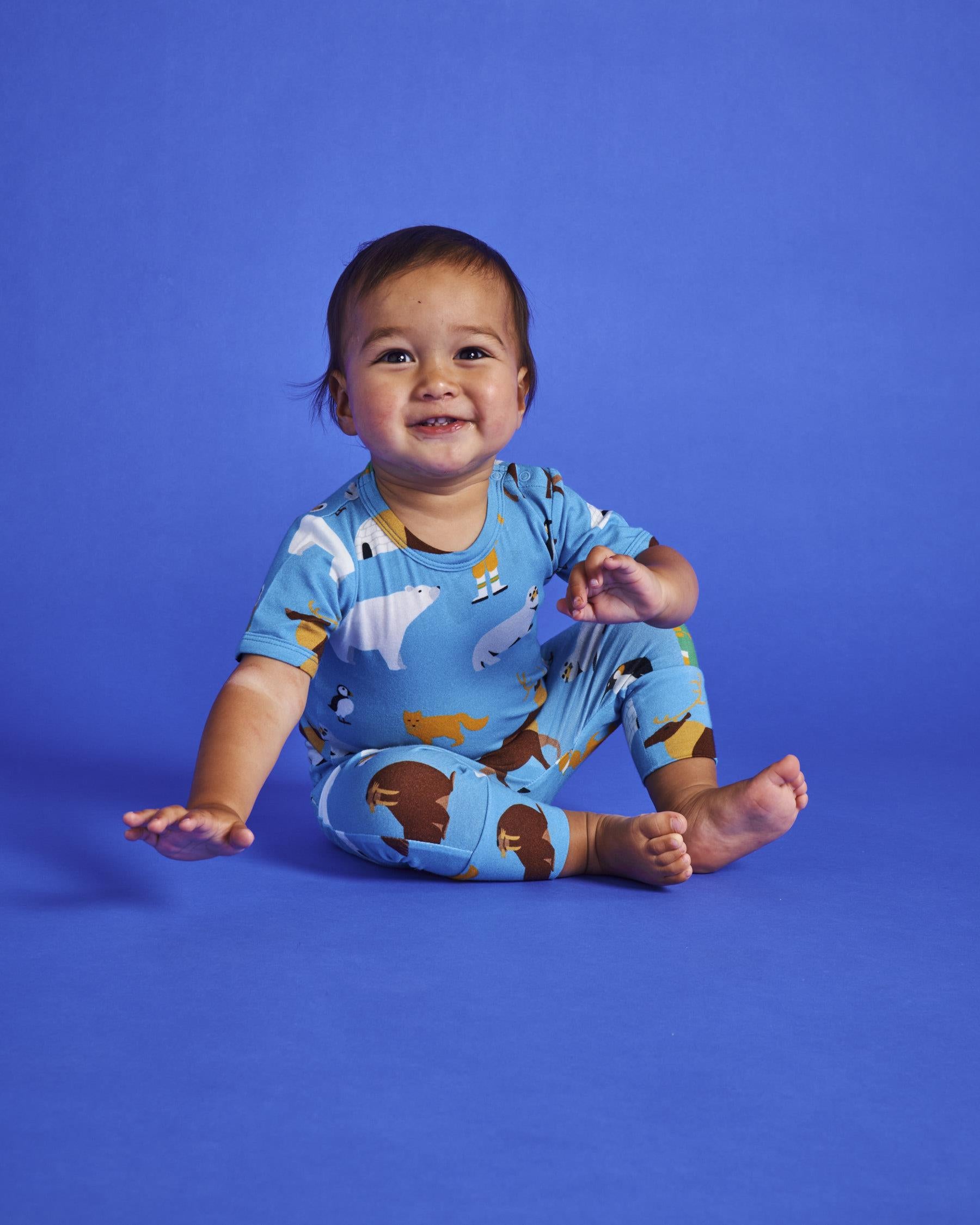 KIP & CO - ORGANIC SHORT SLEEVE ROMPER - ARCTIC CIRCLE