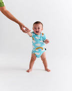 KIP & CO - ORGANIC COTTON SHORT ROMPER - CLOUDY DAYZ