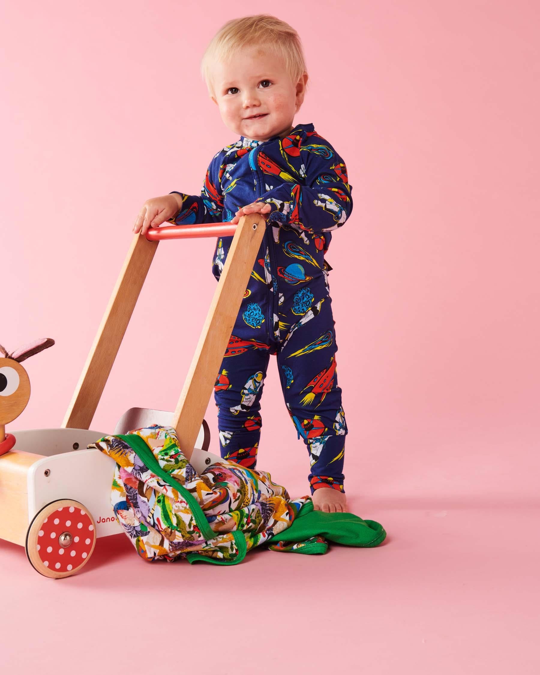 KIP & CO - ORGANIC LONG SLEEVE ZIP ROMPER - OUTER SPACE