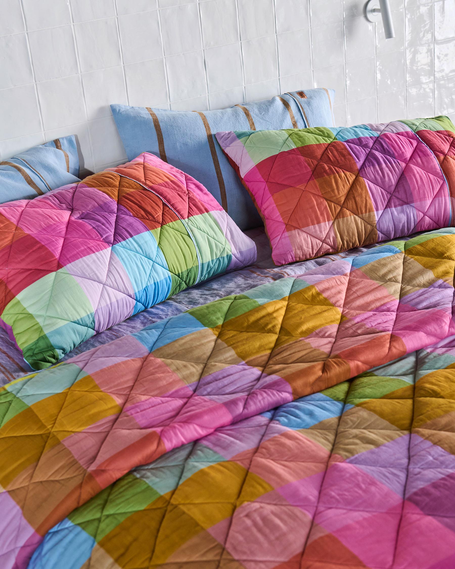 KIP & CO - ORGANIC COTTON QUILTED PILLOWCASES 2P STD - PONZA TARTAN