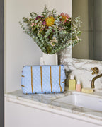 KIP & CO - QUILTED COTTON TOILETRY PURSE - COMO STRIPE