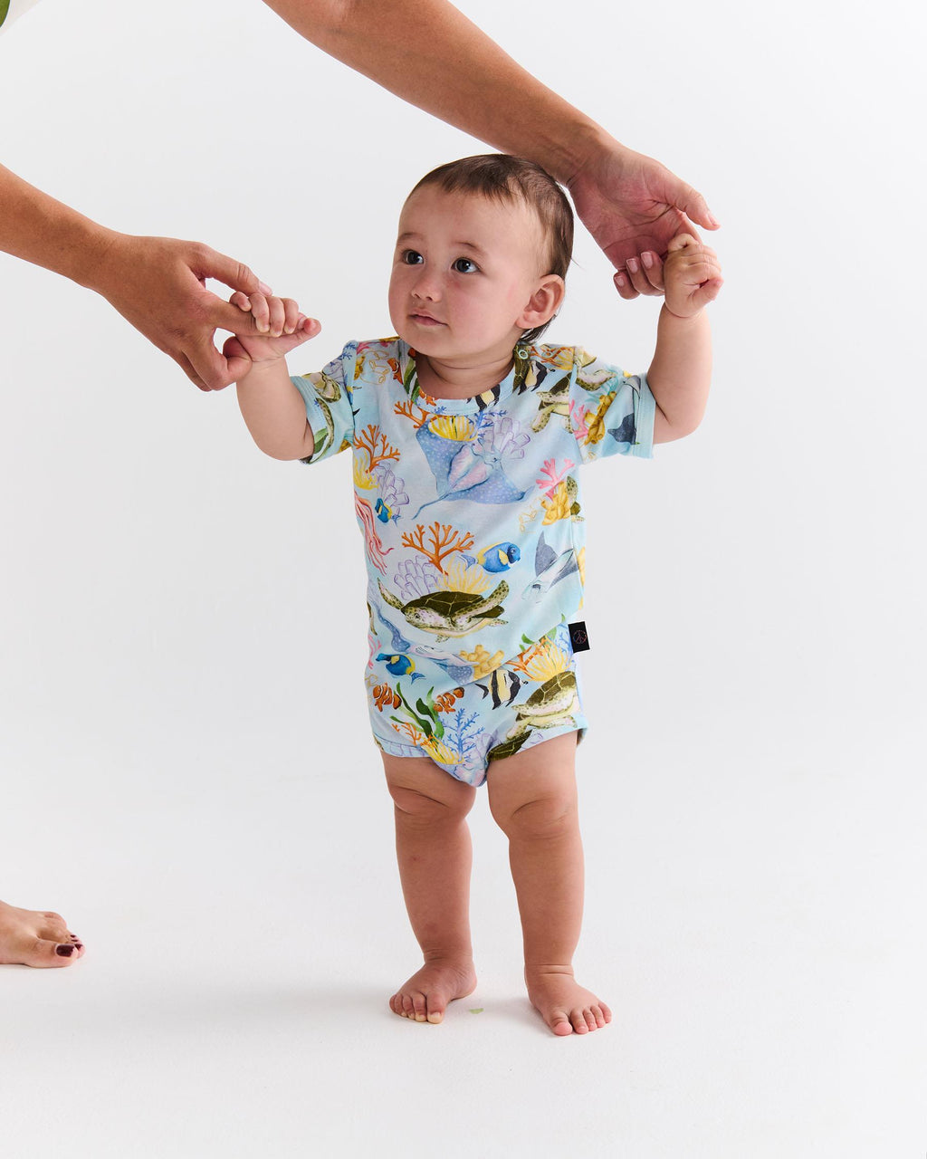 KIP & CO - ORGANIC COTTON SHORT ROMPER - REEF LIFE