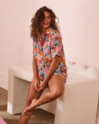KIP & CO - ADULT ORGANIC COTTON SHORT SLEEVE SHIRT & SHORT PYJAMA SET - FOLLOW THE SUN