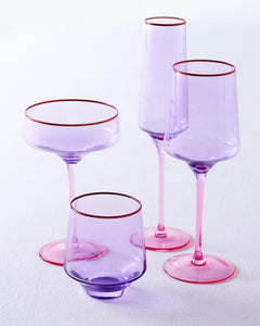 KIP & CO - COLOUR BLOCK VINO GLASS 2P SET - LILAC