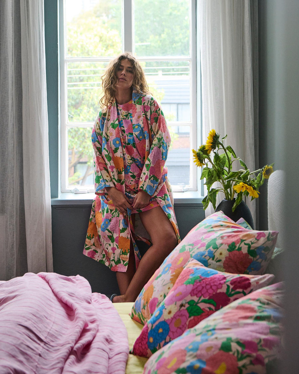 KIP & CO - LINEN ROBE - FOLLOW THE SUN
