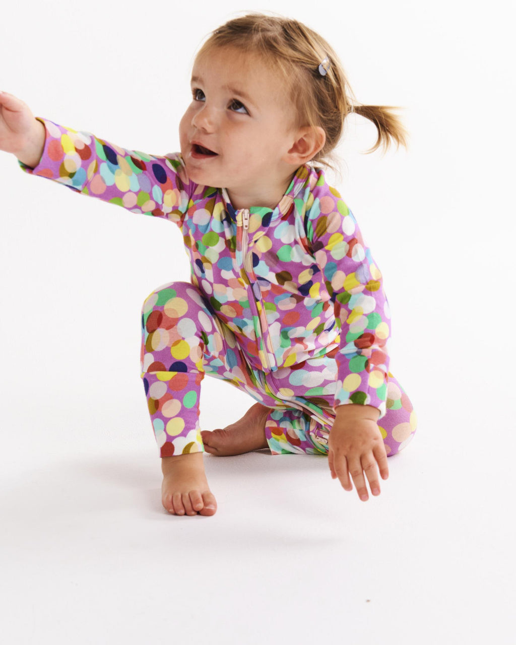 KIP & CO - ORGANIC LONG SLEEVE ZIP ROMPER - CONFETTI PINK