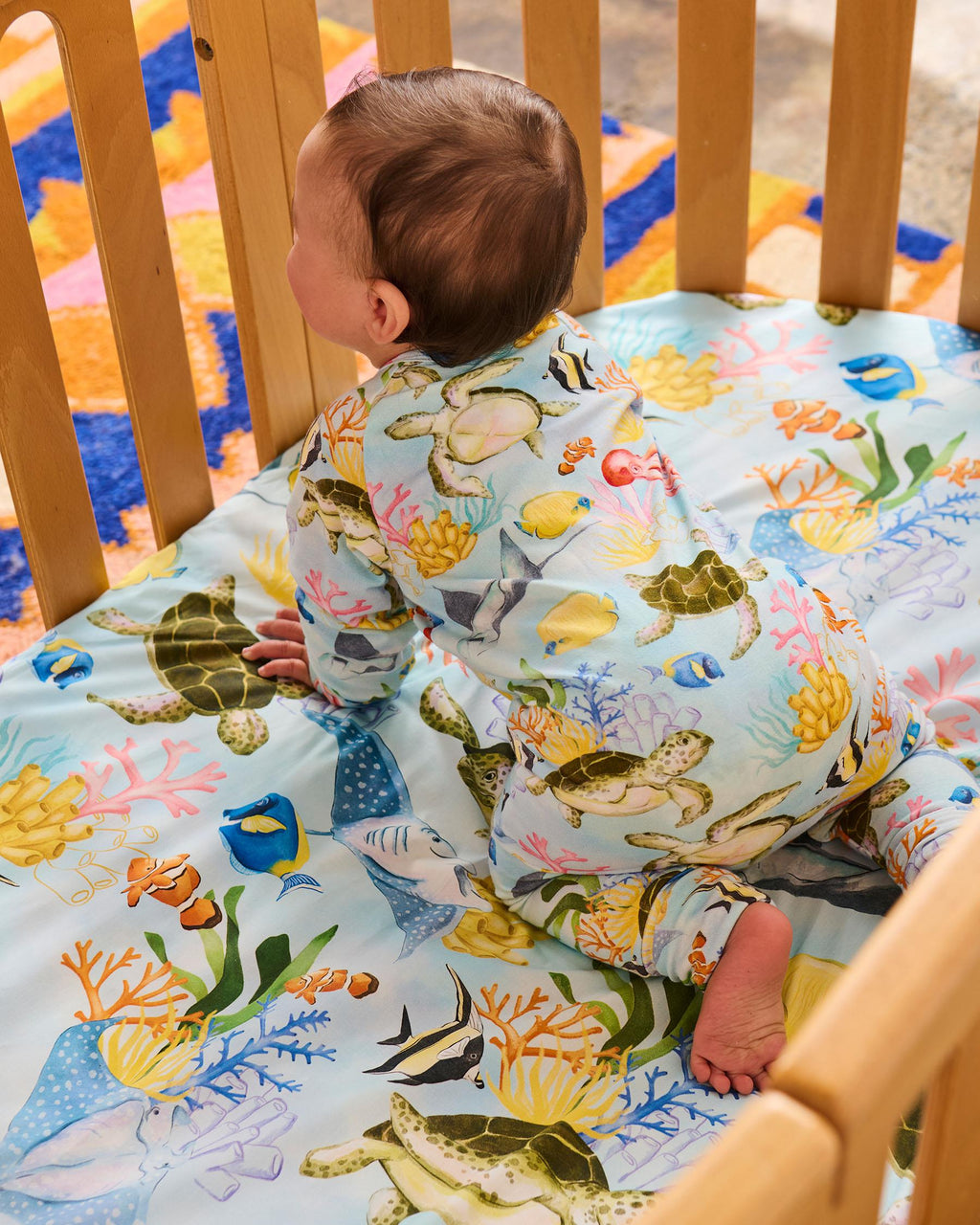 KIP & CO - ORGANIC COTTON LONG SLEEVE ZIP ROMPER - REEF LIFE
