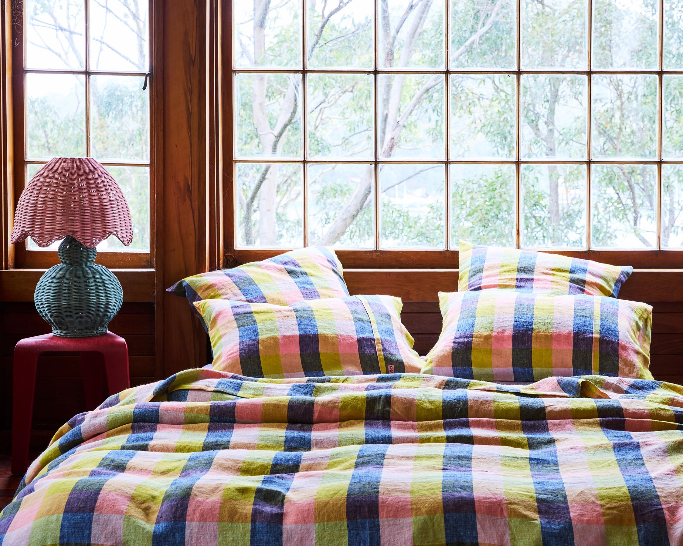 KIP & CO - LINEN KING QUILT COVER - FLORIDA TARTAN