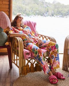 KIP & CO - ORANIC COTTON SHORT SLEEVE SHIRT & PANT PYJAMA SET - WILD FLOWERS IN BLOOM