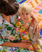 KIP & CO - ORGANIC COTTON LONG SLEEVE ZIP ROMPER - FOLLOW THE SUN YELLOW