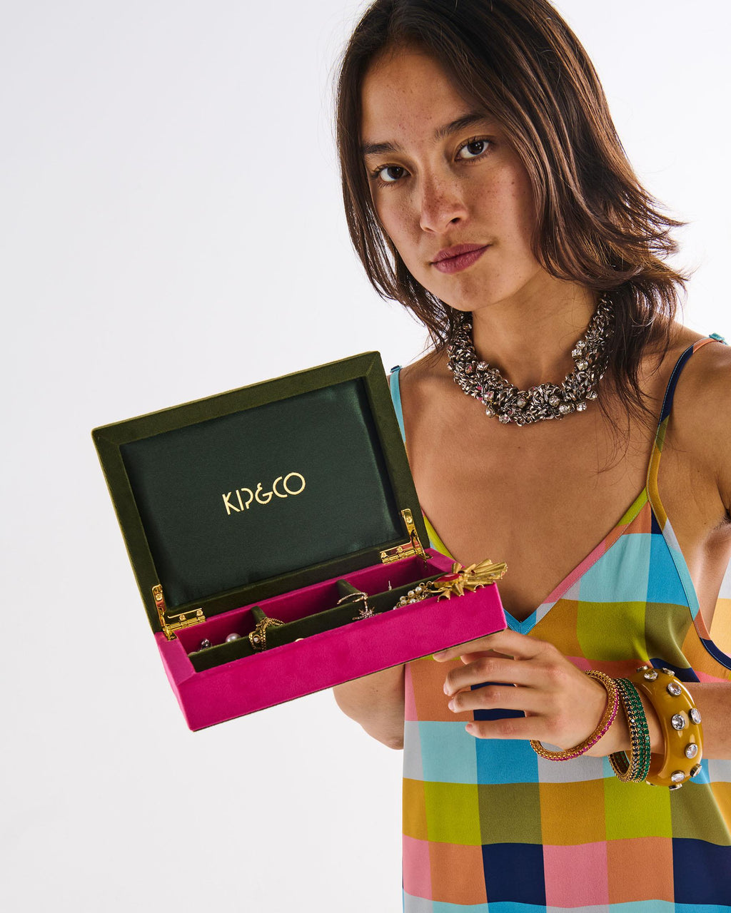 KIP & CO - SMALL VELVET JEWELLERY BOX - PRICKLY PEAR
