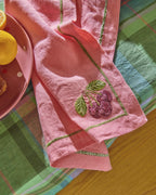 KIP & CO - EMBROIDERED LINEN 4P NAPKIN SET - BERRY BLISS