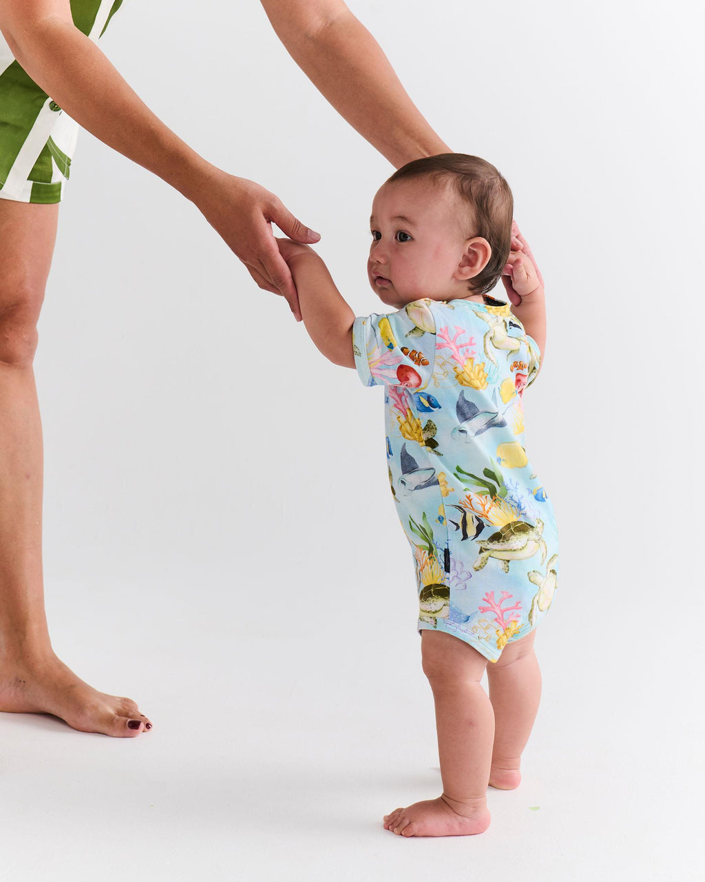 KIP & CO - ORGANIC COTTON SHORT ROMPER - REEF LIFE