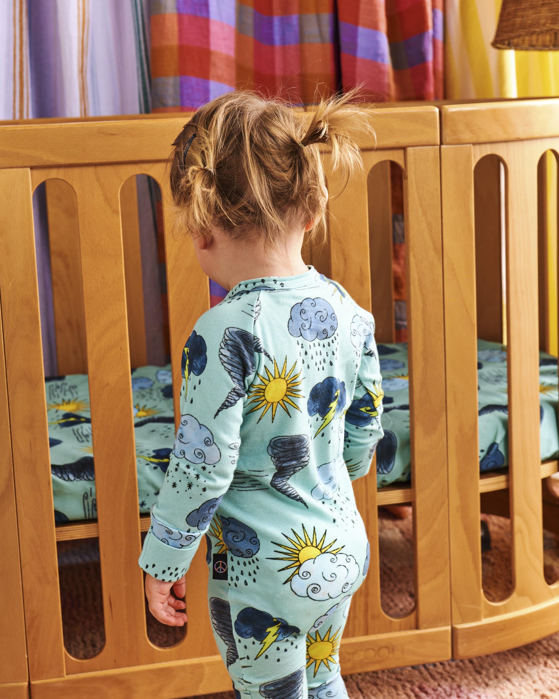 KIP & CO - ORGANIC LONG SLEEVE ZIP ROMPER - WEATHER REPORT