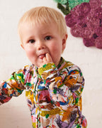 KIP & CO - ORGANIC LONG SLEEVE ZIP ROMPER - ALL CREATURES GREAT & SMALL