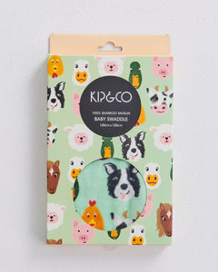 KIP & CO - BAMBOO SWADDLE - FARM FRIENDS