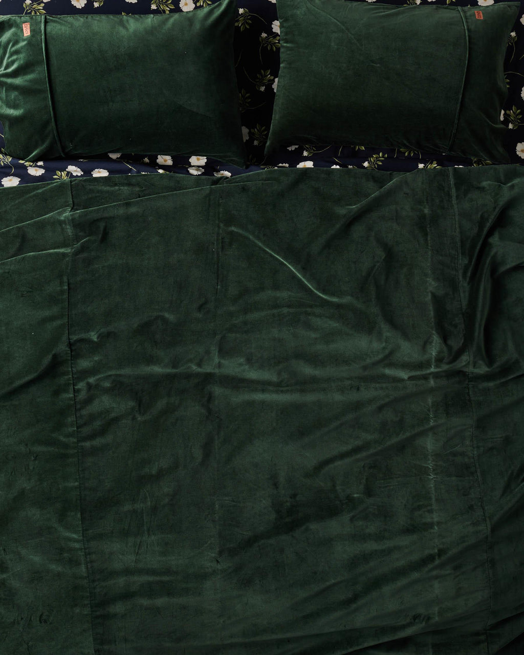 KIP & CO -  2P STD VELVET PILLOW CASE SET - KOMBU GREEN
