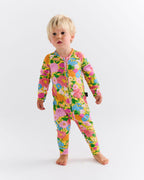 KIP & CO - ORGANIC COTTON LONG SLEEVE ZIP ROMPER - FOLLOW THE SUN YELLOW