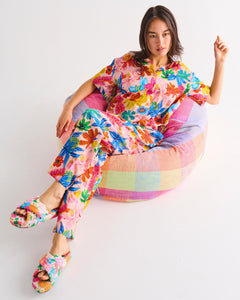 KIP & CO - ORANIC COTTON SHORT SLEEVE SHIRT & PANT PYJAMA SET - WILD FLOWERS IN BLOOM