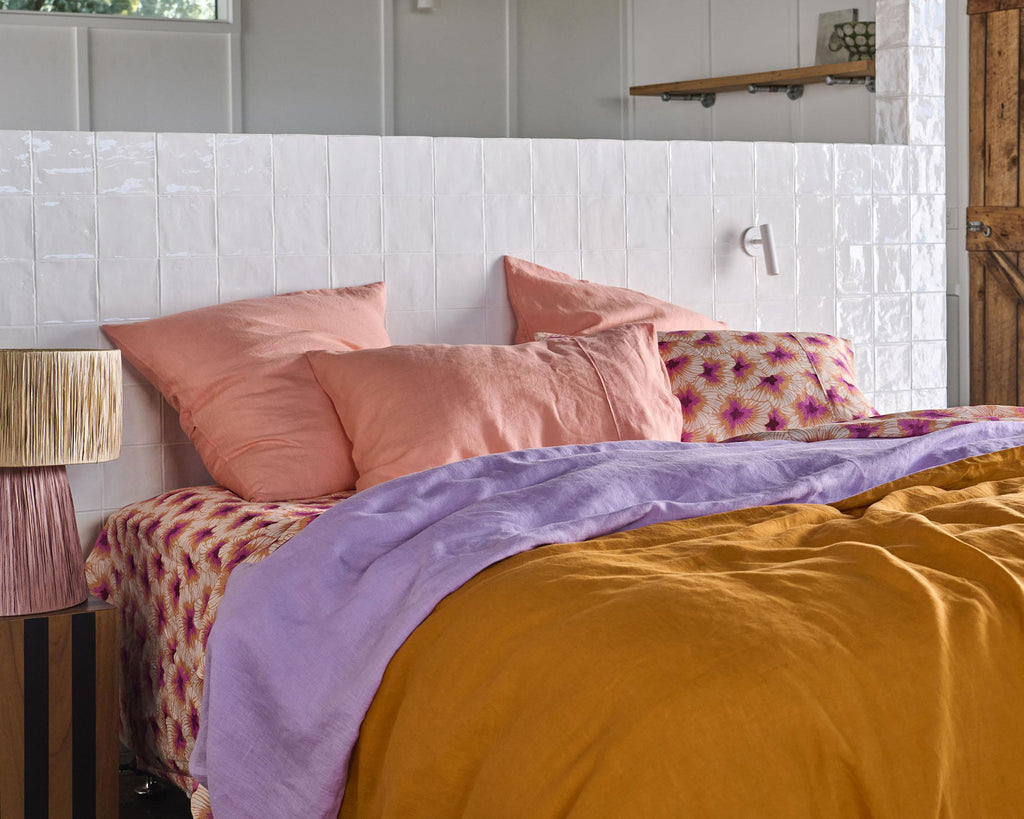KIP & CO - LINEN PILLOWCASES 2P STD - CORAL BLOSSOM