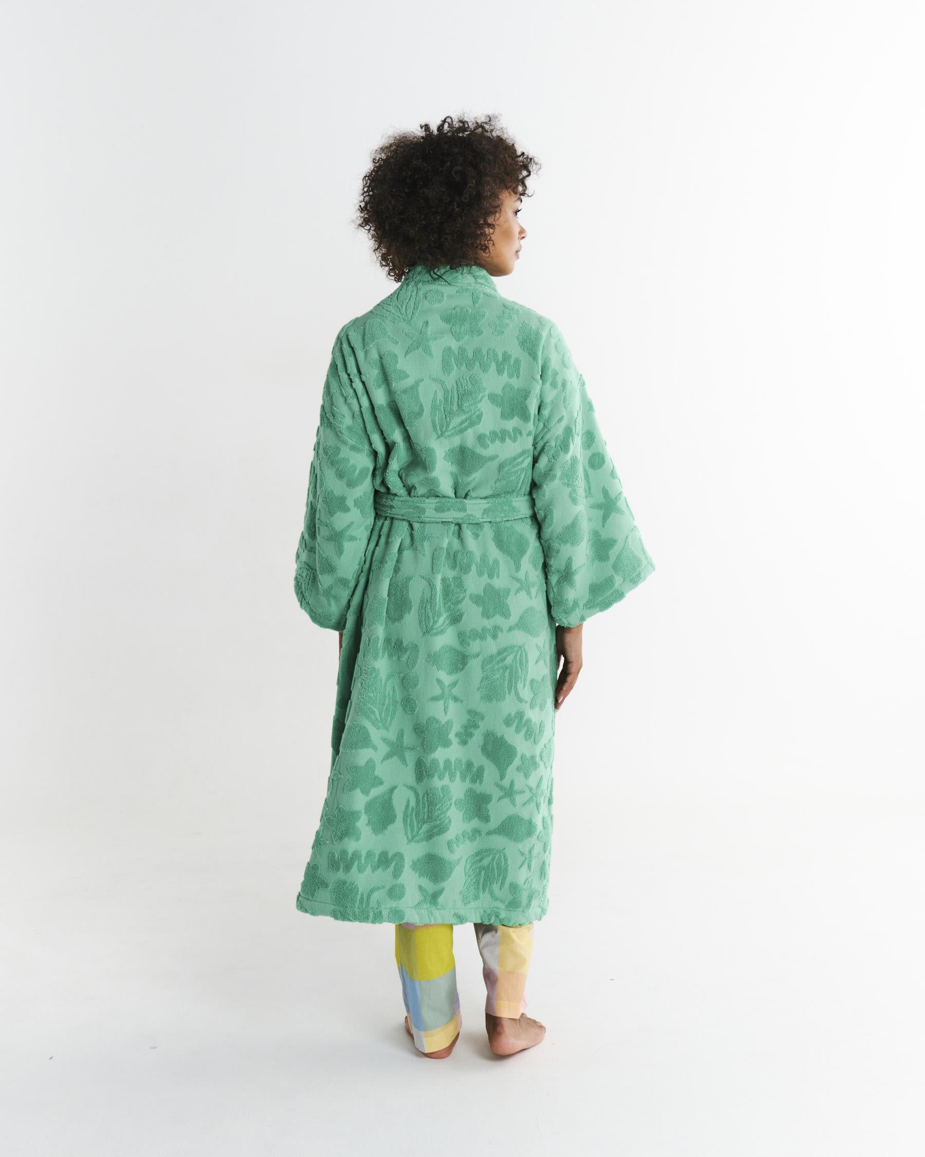 KIP & CO - S/M TERRY BATH ROBE - JADE ROCK POOL
