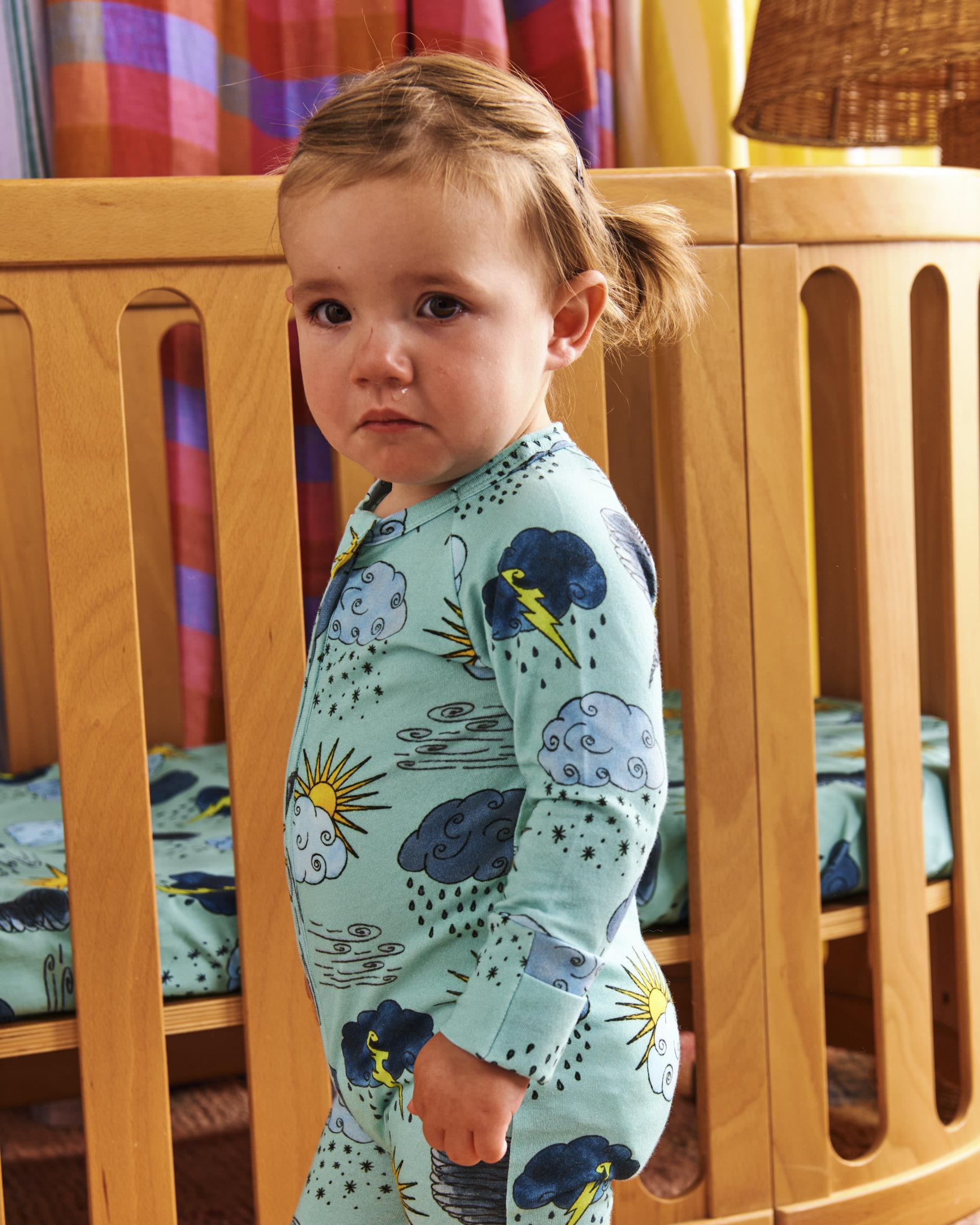 KIP & CO - ORGANIC LONG SLEEVE ZIP ROMPER - WEATHER REPORT