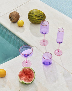 KIP & CO - COLOUR BLOCK VINO GLASS 2P SET - LILAC