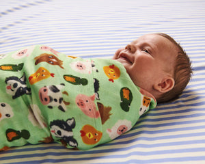 KIP & CO - BAMBOO SWADDLE - FARM FRIENDS