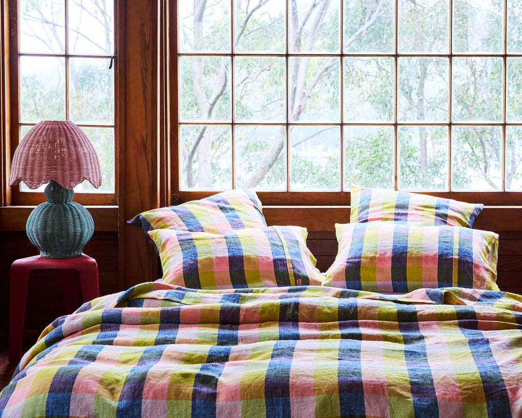 KIP & CO - LINEN PILLOWCASES 2P STD SET - FLORIDA TARTAN