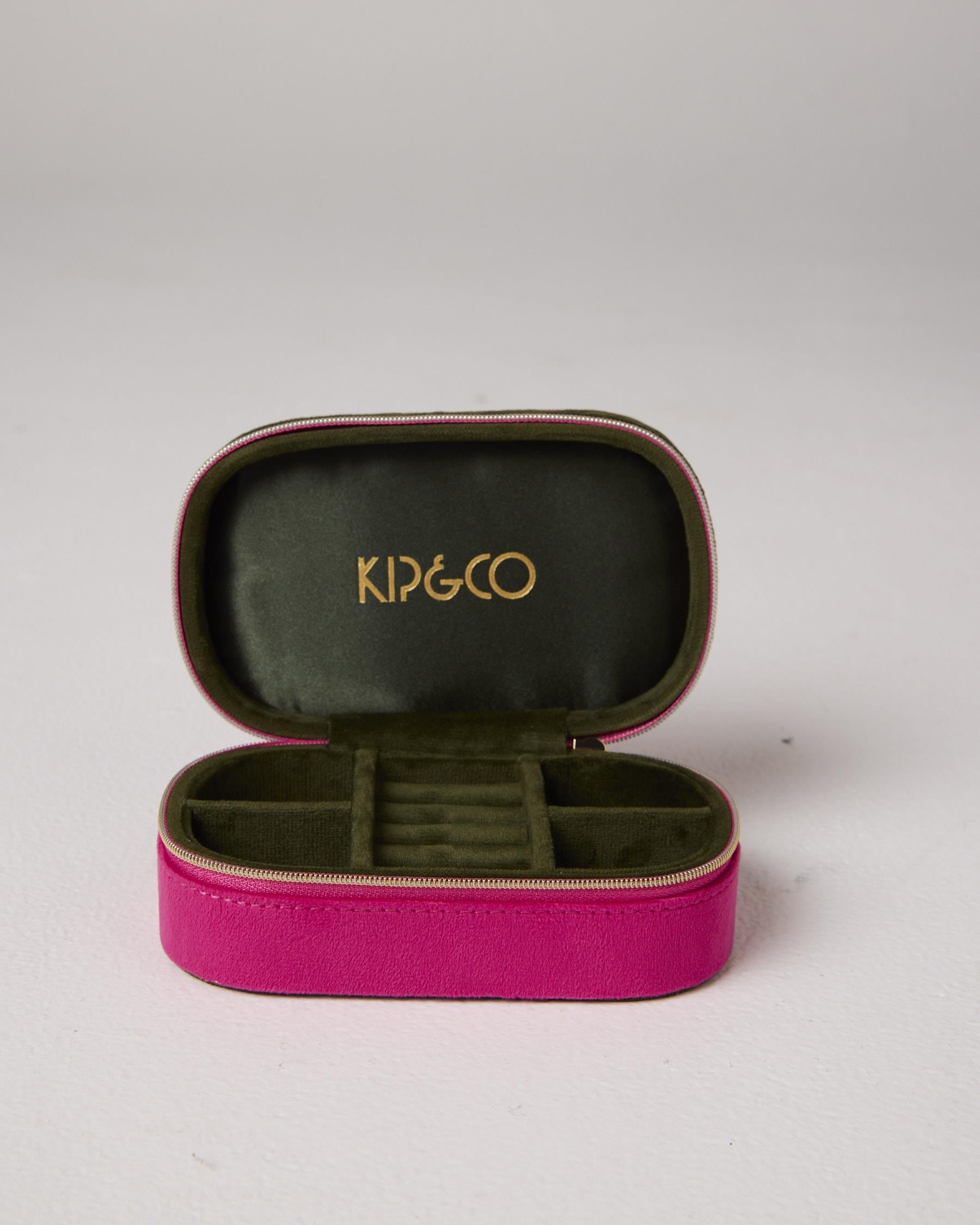 KIP & CO - TRAVEL VELVET JEWELLERY BOX - PRICKLY PEAR