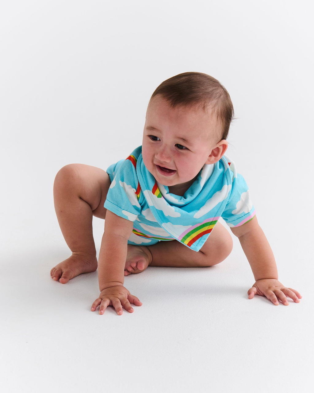 KIP & CO - ORGANIC COTTON SHORT ROMPER - CLOUDY DAYZ