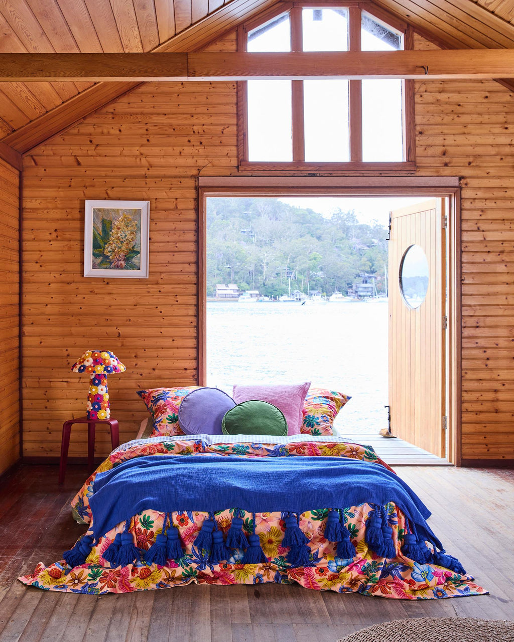 KIP & CO - VELVET PEA CUSHION - CAMPSITE