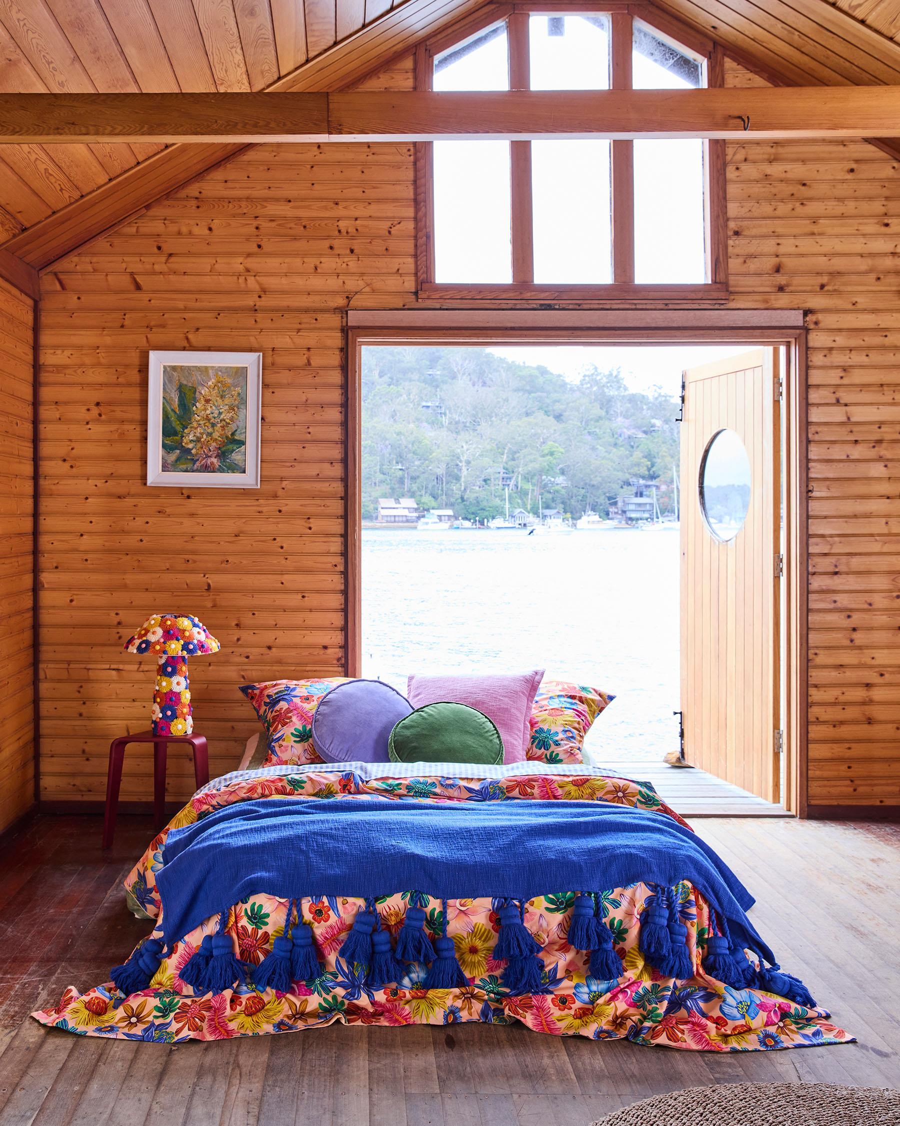 KIP & CO - VELVET PEA CUSHION - CAMPSITE