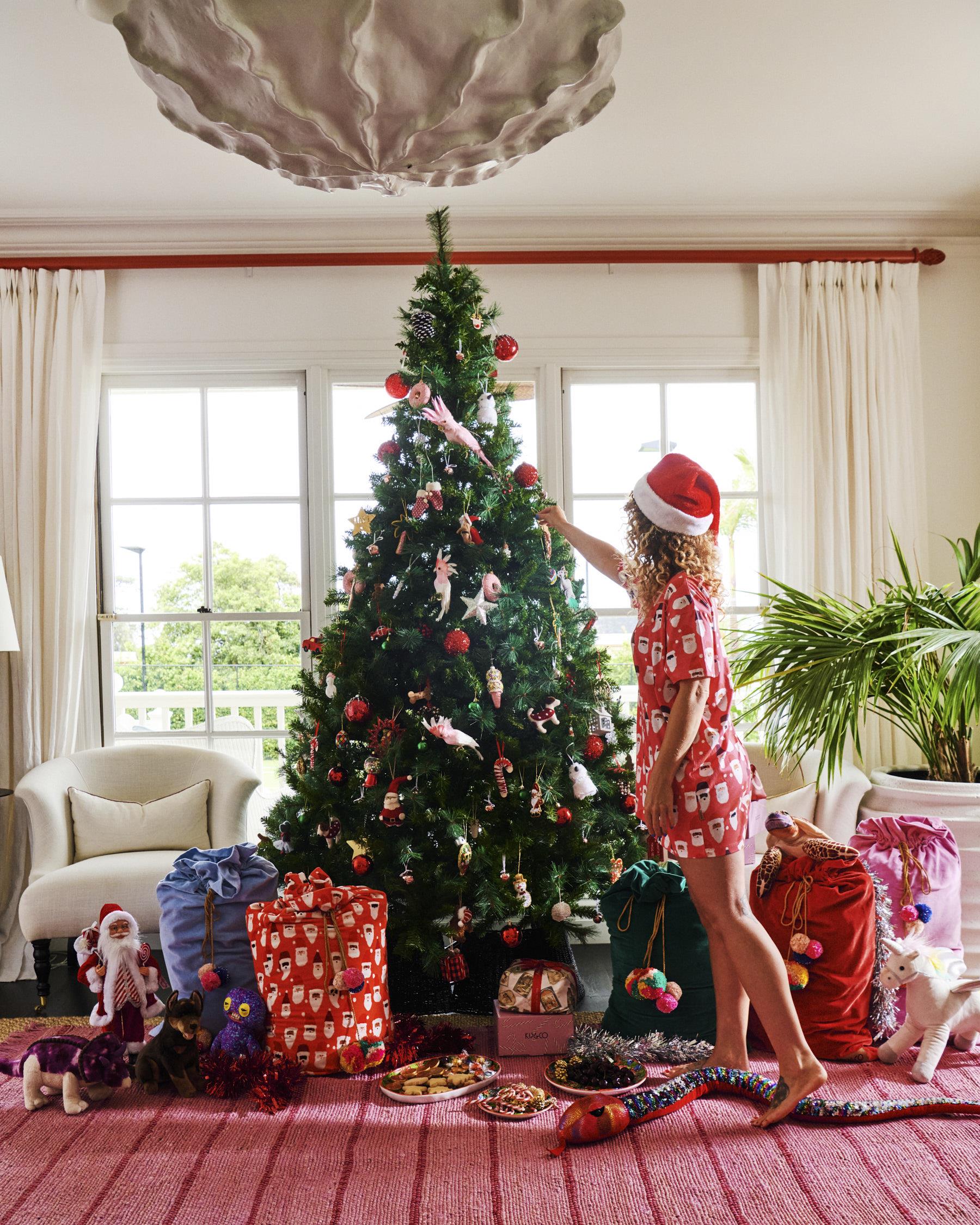 KIP & CO - VELVET SANTA SACK - RED